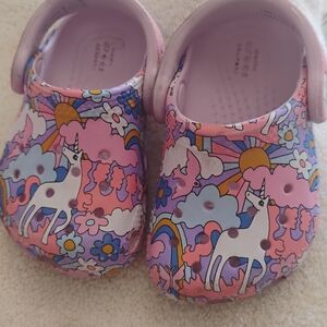 CROCS Kids Unicorn Slippers - Pink and Purple
